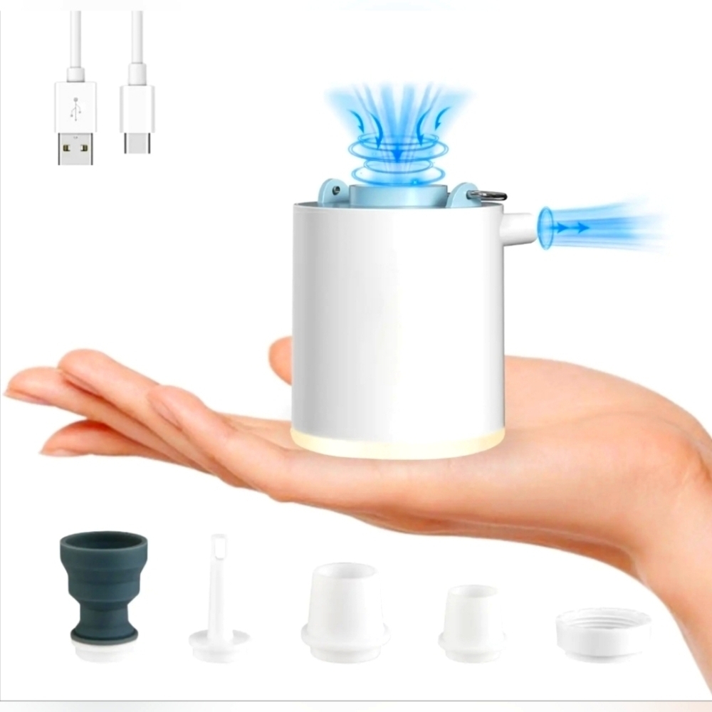 Tiny Air Pump for Inflatables Portable Air Pump + Camping Light